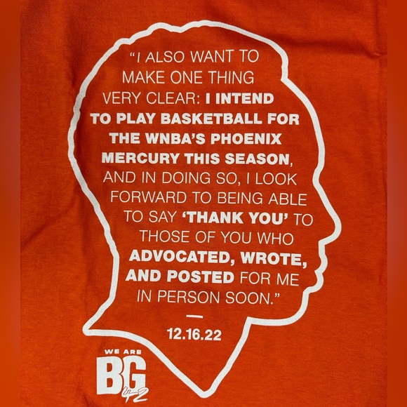 Phoenix Mercury Britney Griner “Welcome Home” shirt Size Medium BRAND NEW WNBA - Picture 3 of 7